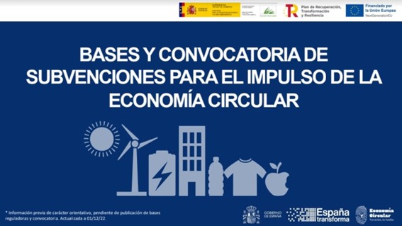 CONVOCATORIA DE SUBVENCIONES PARA EL IMPULSO DE LA ECONOMÍA CIRCULAR